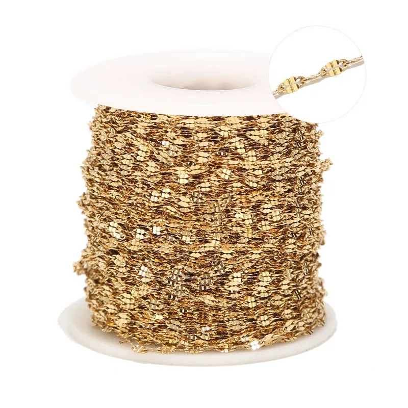 2M Stainless Steel Gold Flat Oval Filled Cable Chain for DIY Jewelry Making Findings Wholesale Chains