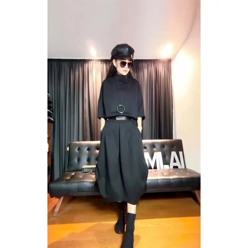 2024 Spring Autumn New Women's Suits Korean Fashion Mid-length Suits Skirt Loose Thin T-shirt Bud Skirt Oversized Two Piece Sets