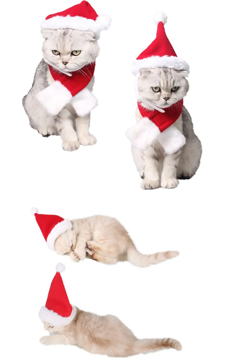 1pcs Christmas Pet Hat Santa Claus Hat Small Puppy Cat Dog Holiday Costume Hat Christmas For Dogs Cats New Year Party