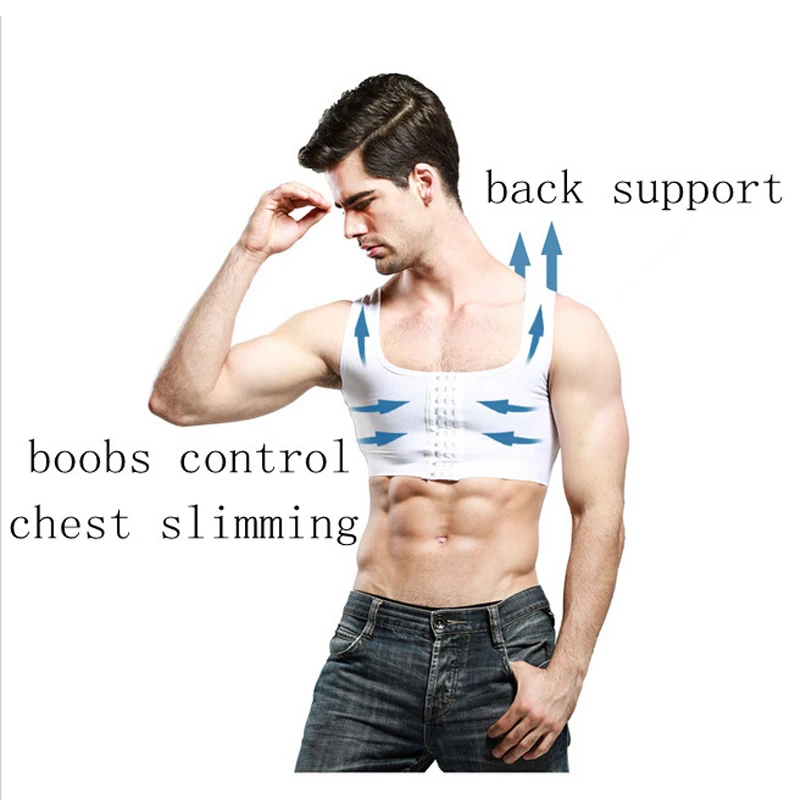 Mężczyźni czopiarki Humback Corrector ginekomastia topy odchudzanie Chest Back Supportor Vest