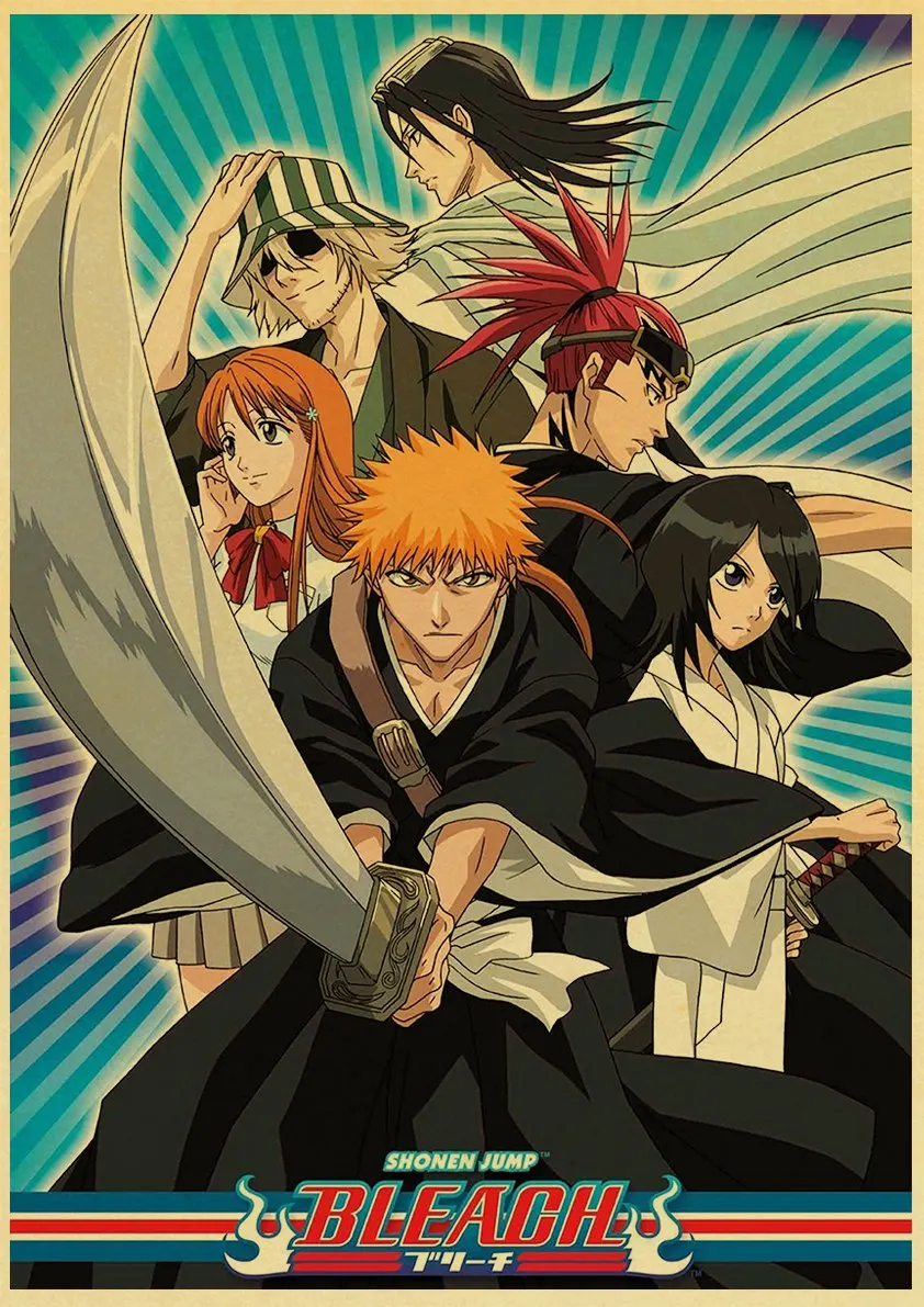 Anime Posters BLEACH Ichimaru Gin Byakuya Retro Poster Canvas Painting Wall Decor Posters Wall Art Picture Home Decor