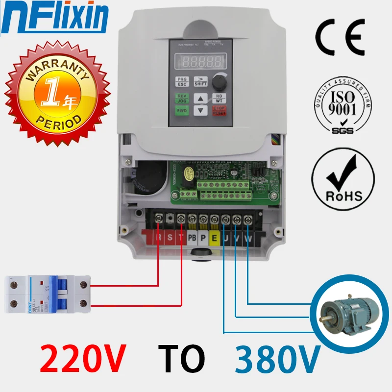 conversor monofasico 220v do inversor da frequencia do impulso de 11kw 15hp ao transformador trifasico da potencia ca 380v para o motor vfd 650hz 01