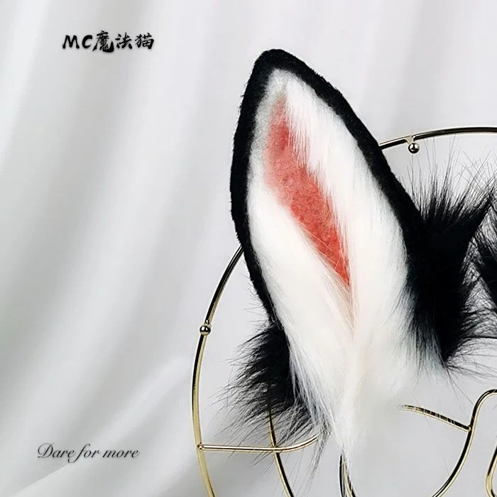 Folded rabbit headgear black rabbit simulation rabbit ears animal ears KC beast tail wolf ears fox ears headband COSPLAY