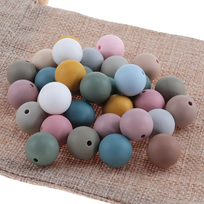 500pcs Silicone Round Beads 15MM Baby Silicone Beads Baby Teether Necklace Nursing Chewing Beads BPA Free Baby Goods Teething