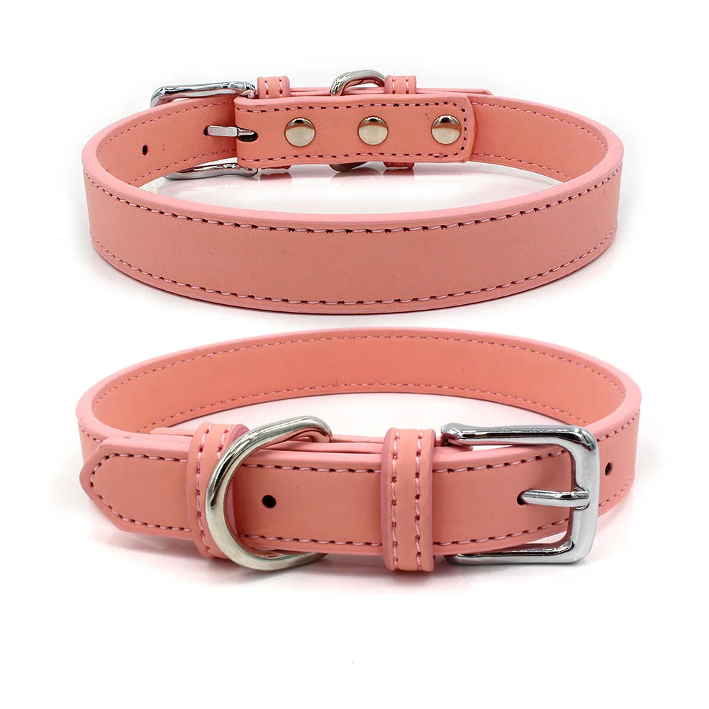 5 Colors PU Small Dogs Collars XS-M Adjustable Zinc Alloy Solid Color Puppy Collar Comfortable Durable Pets Supplies Accessories