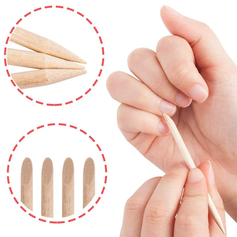 

100PCS Pusher Wood Nail Sticks Double Sided Multi Functional Cuticle Pushing Remover Tool Manicure Pedicure Nails Salon Supplies