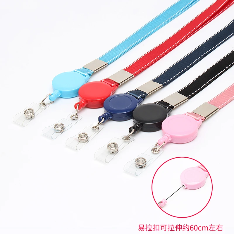 Retractable Lanyards ID Badge Holder Leather Porte Bus Pass Case Cover slip Men Women's Bank Credit Card Holder Strap   Cardhold