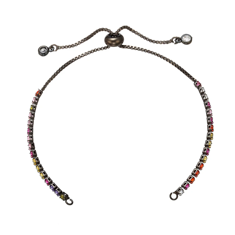 ZHUKOU 2.5x240mm Exquisite Brass Cubic zirconia Crystal Bracelet for Women gold color Chain Bracelet Bangles Jewelry VL21