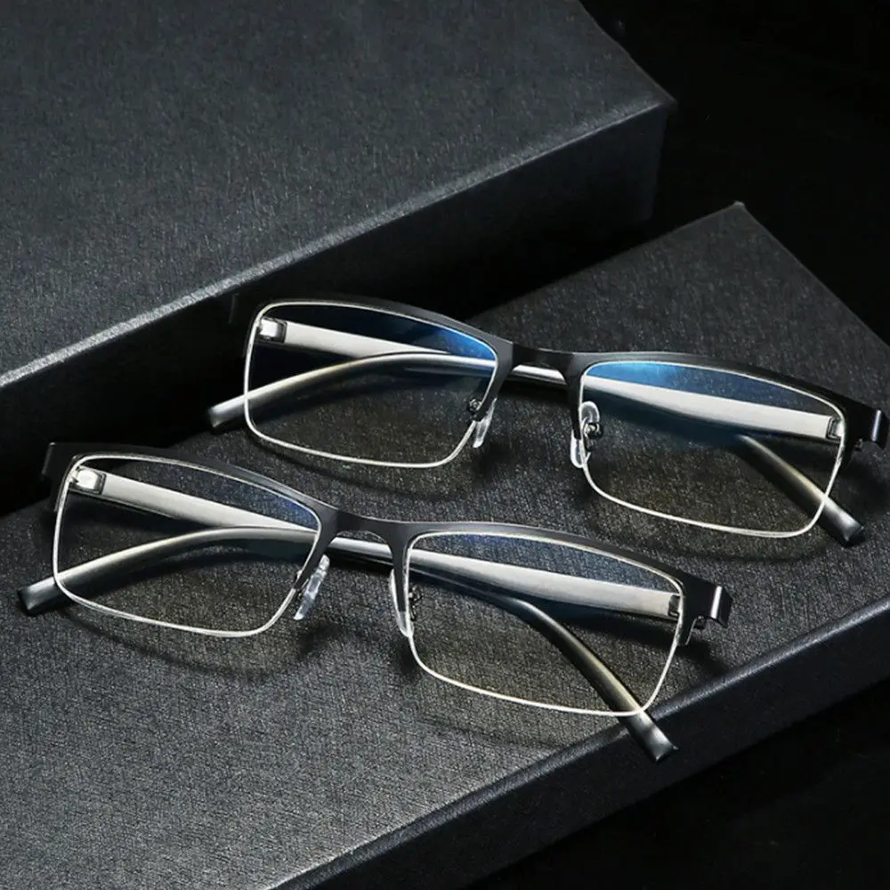

Men Half Frame Classic Anti-Blue Light Business Eyeglasses Ultra Light Glasses Eye Protection