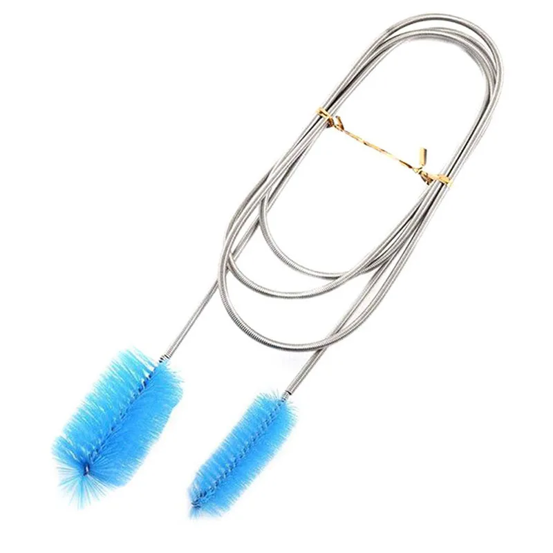 1 PCS Stainless Steel Aquarium Cleaning Brush for Water Hose Lily Pipe Air Tube Double Head Brush Fish Tank Accessories