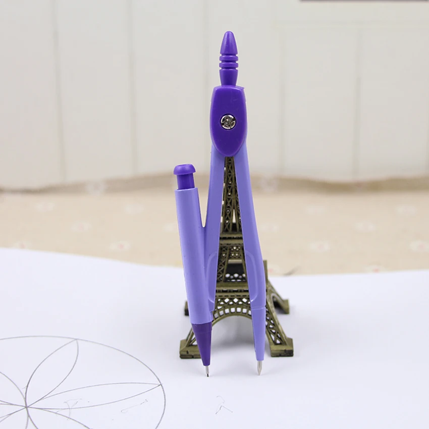 Metal Student Compass Geometry Set, Pencil Leads, Compass Measuring Tool for Learning Exam Stationery, Up to 140mm Diameter