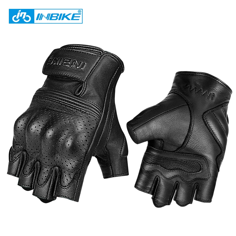 

INBIKE Goat Leather Cycling Gloves Summer Half Finger MTB Bike Gloves Men Sport Motorcycle Motorbike Racing Bicycle Gloves CM201