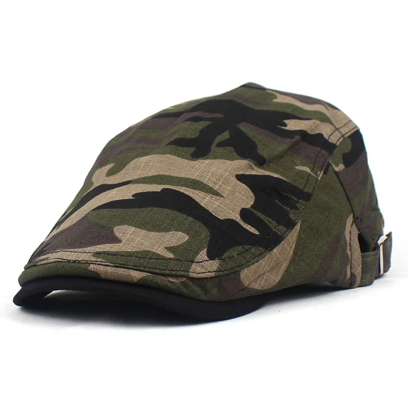 Summer Camouflage Newsboy Caps Men Cotton Flat Peaked Cap Women Painter Beret Hats 05