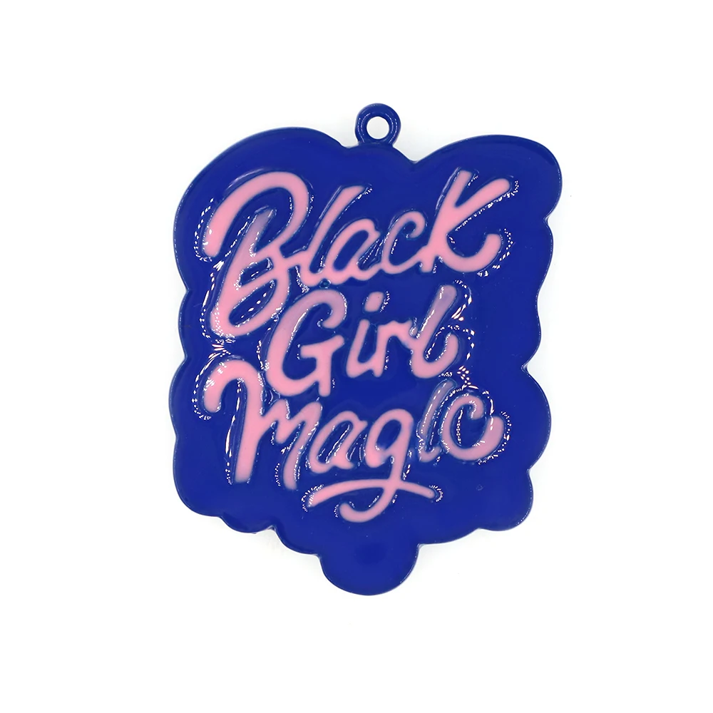 30 pcs/lot Hot Sale Custom Black Girl Magic Enamel Alloy Fashion Pendants Charms