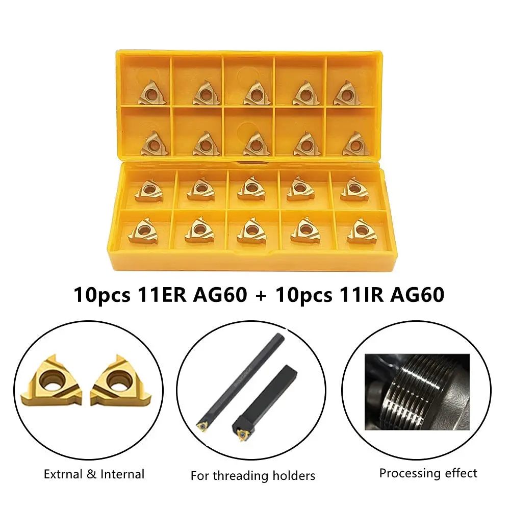 11ER AG60 + 11IR AG60 Thread Turning Tool Carbide Insert Steel Processing CNC Metal Lathe Tool Cutting Turning Insert