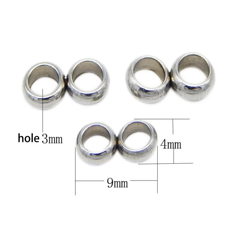 REGELIN Stainless Steel Spacer Beads 2/3/4mm double Hole Bead Charm Beads 20pcs/lot for DIY Jewelry Bracelets Findings