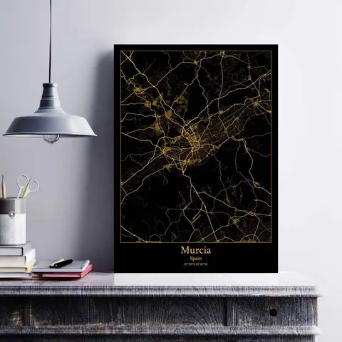 Malaga Murcia Oviedo Palma Mallorca Salamanca Santander Seville Tarragona Toledo Valencia Valladolid Zaragoza Spain Map Poster