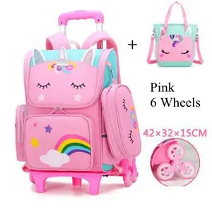 Kızlar için bir okulun arabasındaki çanta, çocuklar için bir okulun arabasındaki çanta öğle yemeği çantası sırt çantası haddeleme okul çantaları 8 en çok satan sırt çantası kadın çemberi-3 numara