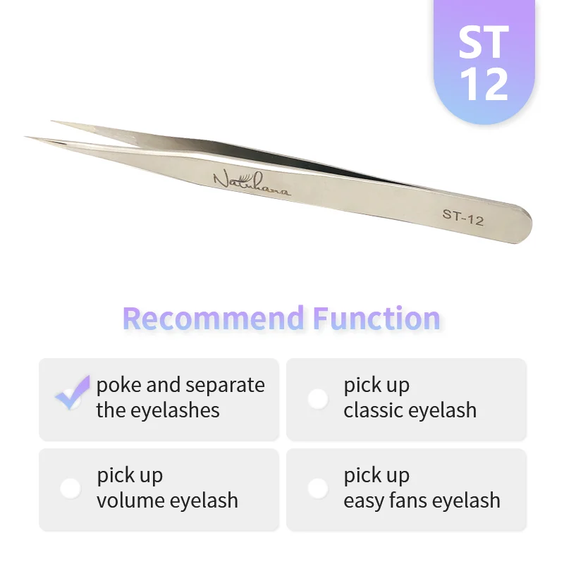 NATUHANA Antistatische gerade Wimpernverlängerungspinzette, industrielle Präzision, gebogene gerade Wimpern-Augenbrauenpinzette, Make-up-Tools