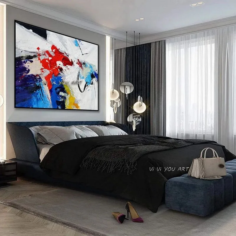 

Палетка акриловых картин ручной работы, 100%, нож, Современная Абстрактная Картина на холсте, большая Настенная картина, для офиса, гостиной