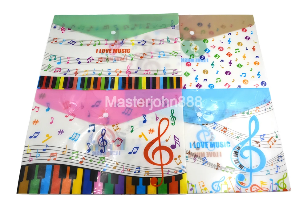 3pcs Music Piano Sheet Note A4 File Holder Folder Transparent Plastic Button Document Bag For Student Musician Song Writer