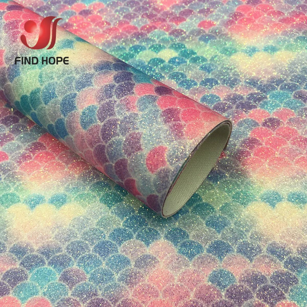 Fish Scale Mermaid Colorful Shiny Glitter Fabric Synthetic Leather Vinyl For Party Decor DIY Furniture Costumes Bow Material