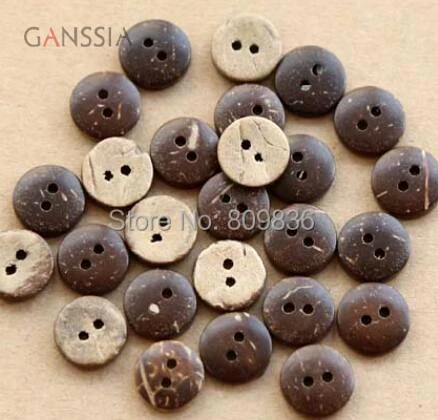 50pcs/lot Size: 10-20mm Natural Coconut Buttons Sewing Wooden Buttons 2-holes for Garment Scrapbooking (SS-524-484)