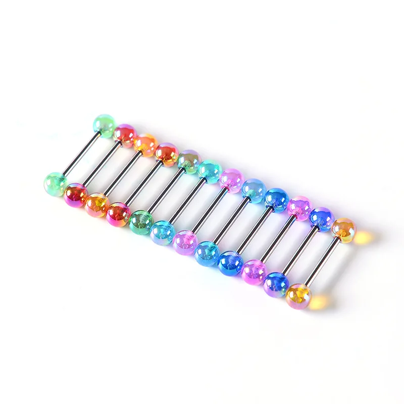 6PCS Edelstahl Glorious Zunge Ring Groß 14G Nippel Piercing Bar Lot Glitter Zunge Piercing Set Barbell Piercing schmuck – Detail 7