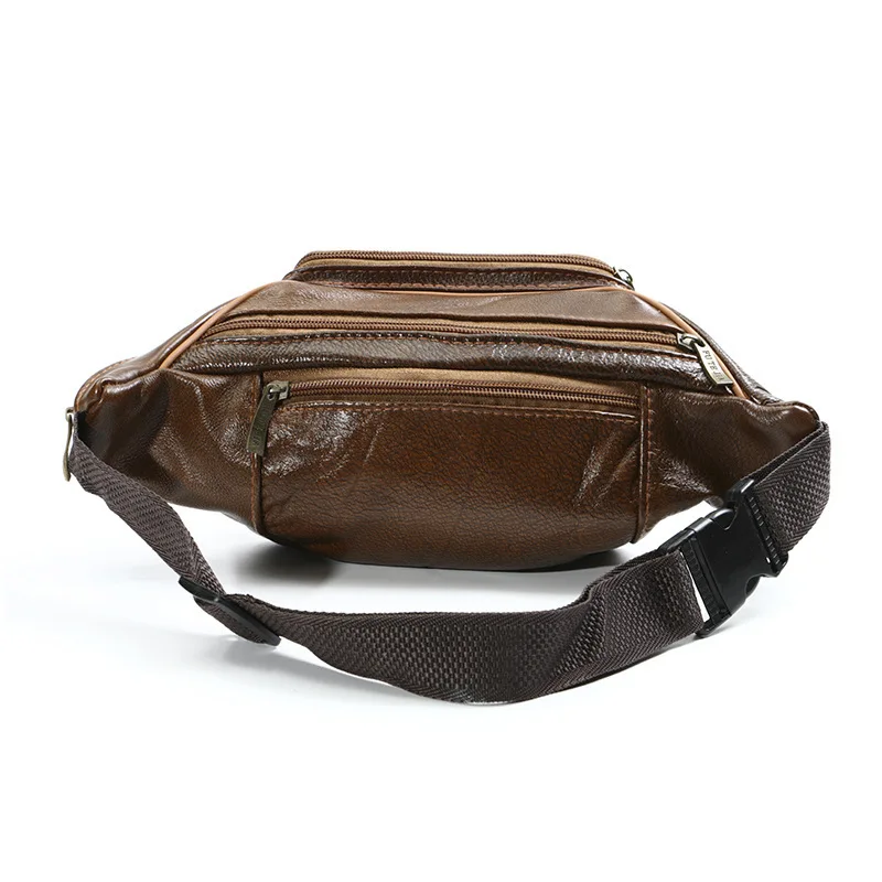 2020 Cross-Border Men\'s Casual Leather Waist Bag Multi-Function Business Wallet Fashion Outdoor Sport Waist Bag