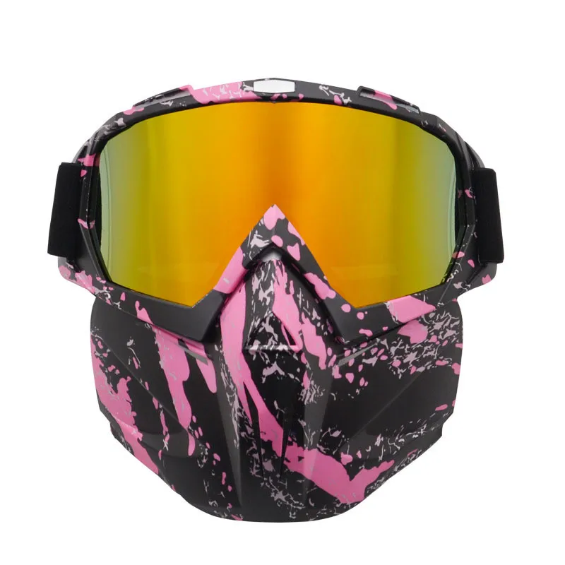 Windproof Anti-UV Ski Goggles with Detachable Mask Winter Sports Skiing Snowboard Eyewear Outdoor Motorcycle Snowmobile Glasses