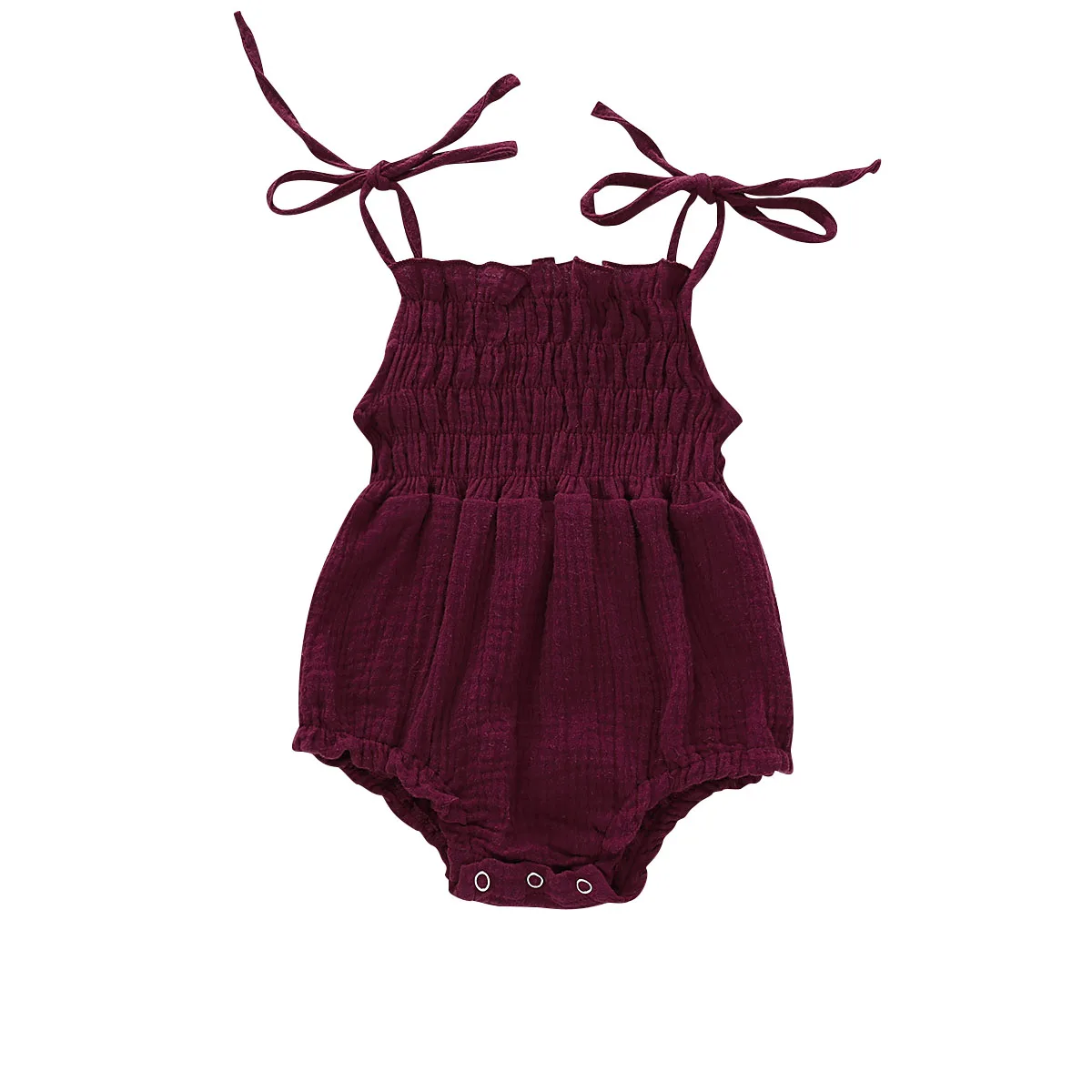 0-18M Newborn Baby Girl Romper Lace Up Sleeveless Jumpsuit Solid Color Cotton Overalls Baby Girl Summer Outfits Clothes 6 Colors