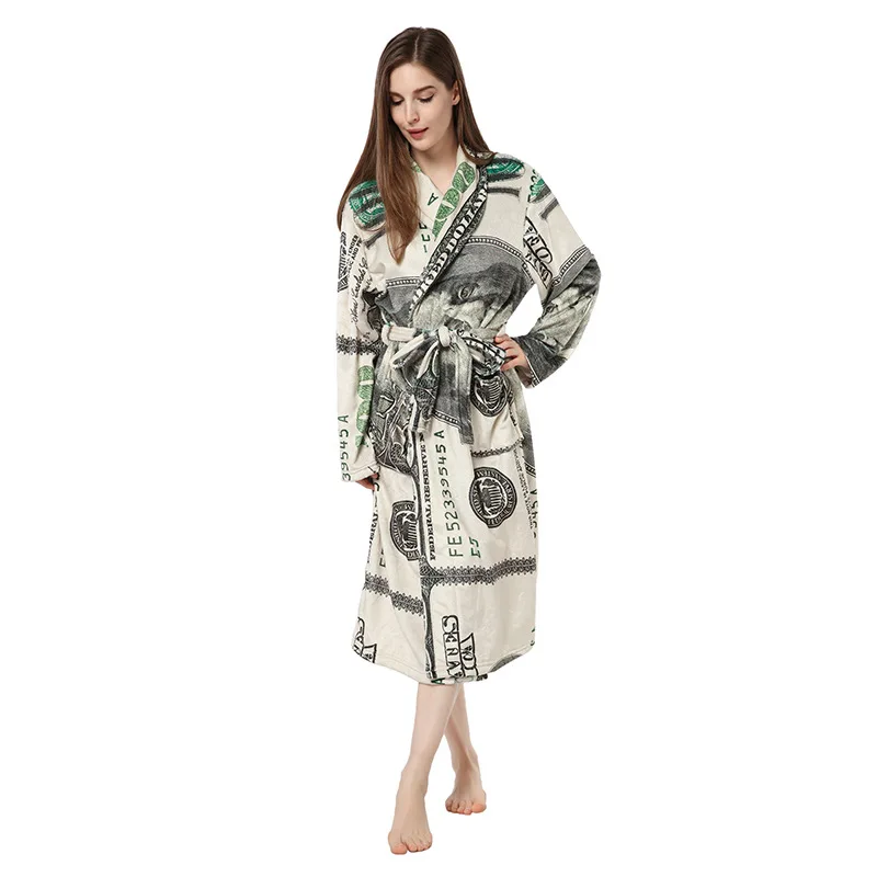 Women Robes USD Dollars Design Winter Warm Flannel Nightdress Sleepwear Female Pajamas Home Clothes Floral Dressing Large Plus