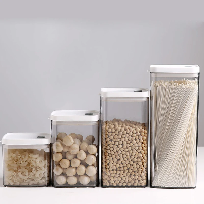 

4 Size/Set Food Storage Box Container Plastic Kitchen Refrigerator Noodle Box Multi Grain Storage Tank 700ml/1100ml/15ml/1900ml