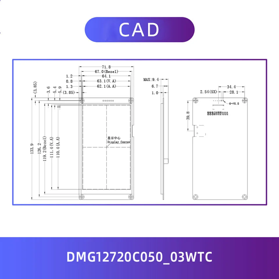 Dwin T5L Hmi Intelligente Display, DMG12720C050_03W 5 "Ips 1280X720 Lcd Module Scherm Incell Capacitieve Touch Panel
