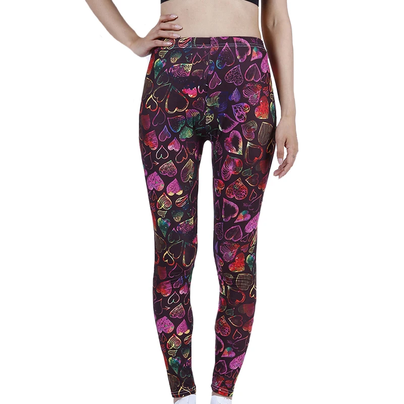 CHSDCSI-MALLAS DE ENTRENAMIENTO elásticas para mujer, Leggings deportivos con estampado colorido de amor, de cintura alta y suave, para gimnasio, Verano