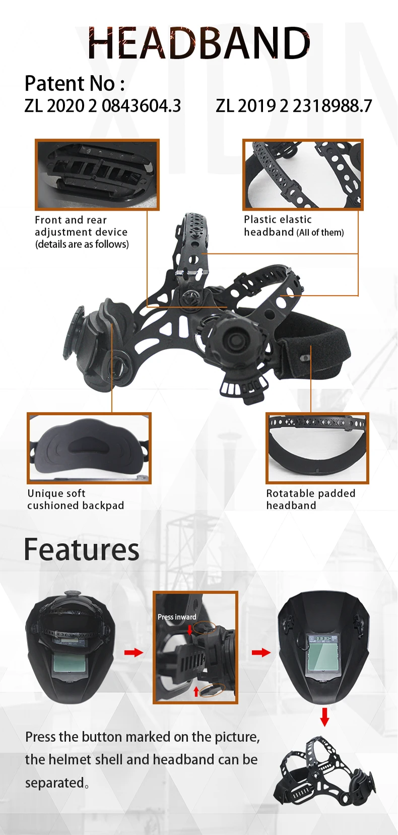 Auto darkening welding helmet/welding mask True Color/Real Color MIG MAG TIG/4 arc sensor/Solar cell(Grand-918I/958I)