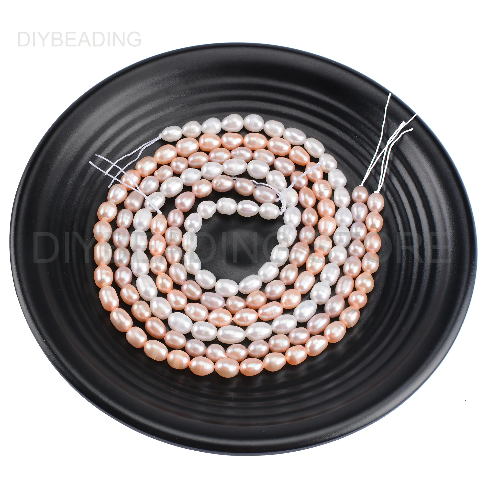 

Pearl Jewelry Making Beads Natural White/Pink/Violet Cultured Freshwater Pearl Rice Beads Online Lots Wholesale (5-6mm width)