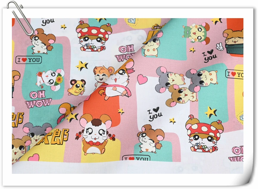 45x110cm Niedlicher Hamster Hamtaro100 % Baumwollstoff Druckstoff Nähen Quilten Für Patchwork Handarbeiten DIY Handgefertigtes Material