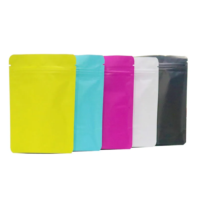 50pcs Big Sizes 5 Colors Aluminum Foil Mylar Ziplock Bags Coffee Food Powder Storage Package Bag Zip Lock Stand up Matte Pouches