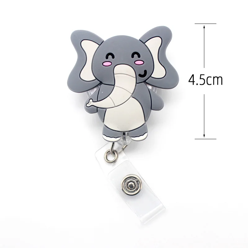 Newest Cute Lion & Elephant Animals Retractable Pull Badge Reel ID Lanyard Name Tag Card Badge Holder Reels For KIDS