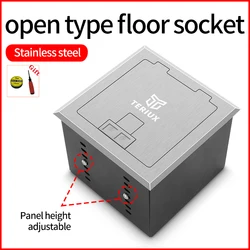 Factory sale stainless steel socket recessed panel height adjustable box customized 250v manufacturer built in floor socket