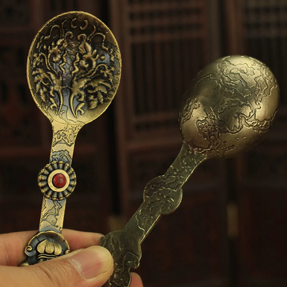

Pure Copper Buddhist Suppliers,Green Copper Handmade Spoon,12.3cm Exquisite Tibetan Buddhist Instruments