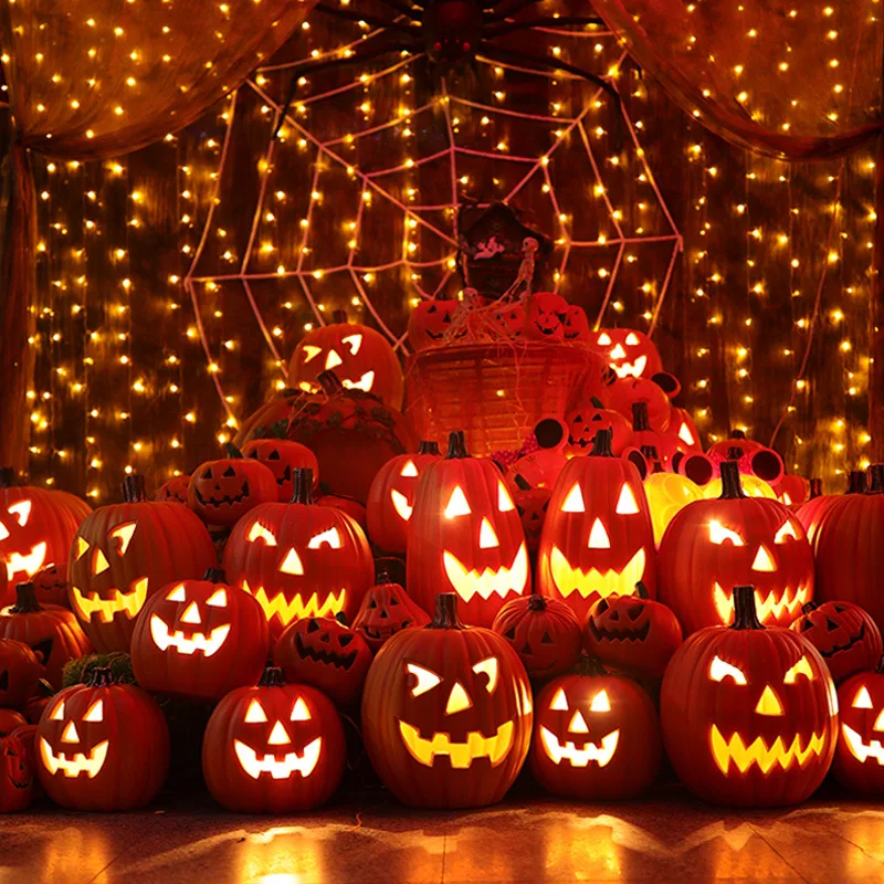 Halloween Luminous Pumpkin Table Lamps Modern Children's Room Night Stand Living Room Shopping Mall Art Deco Led Light Fixtures