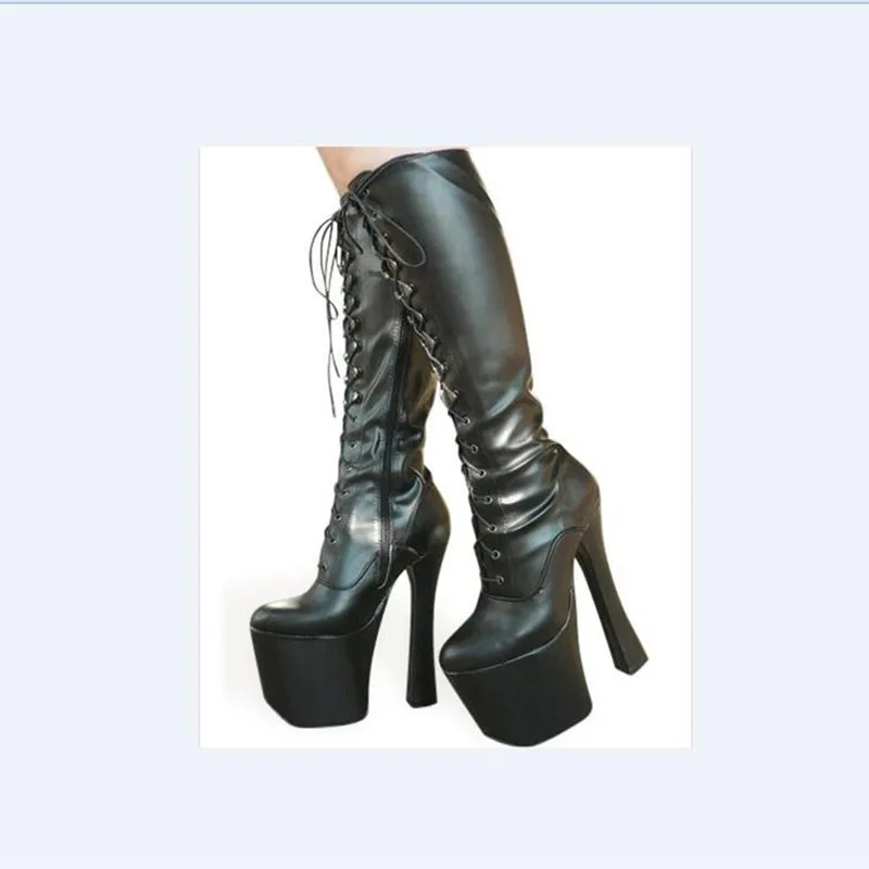 Women's Boots 7.87in High Height Sex Boots Party  Chunky Heel Platform Knee-High Boots US Size 5-13 No.2001