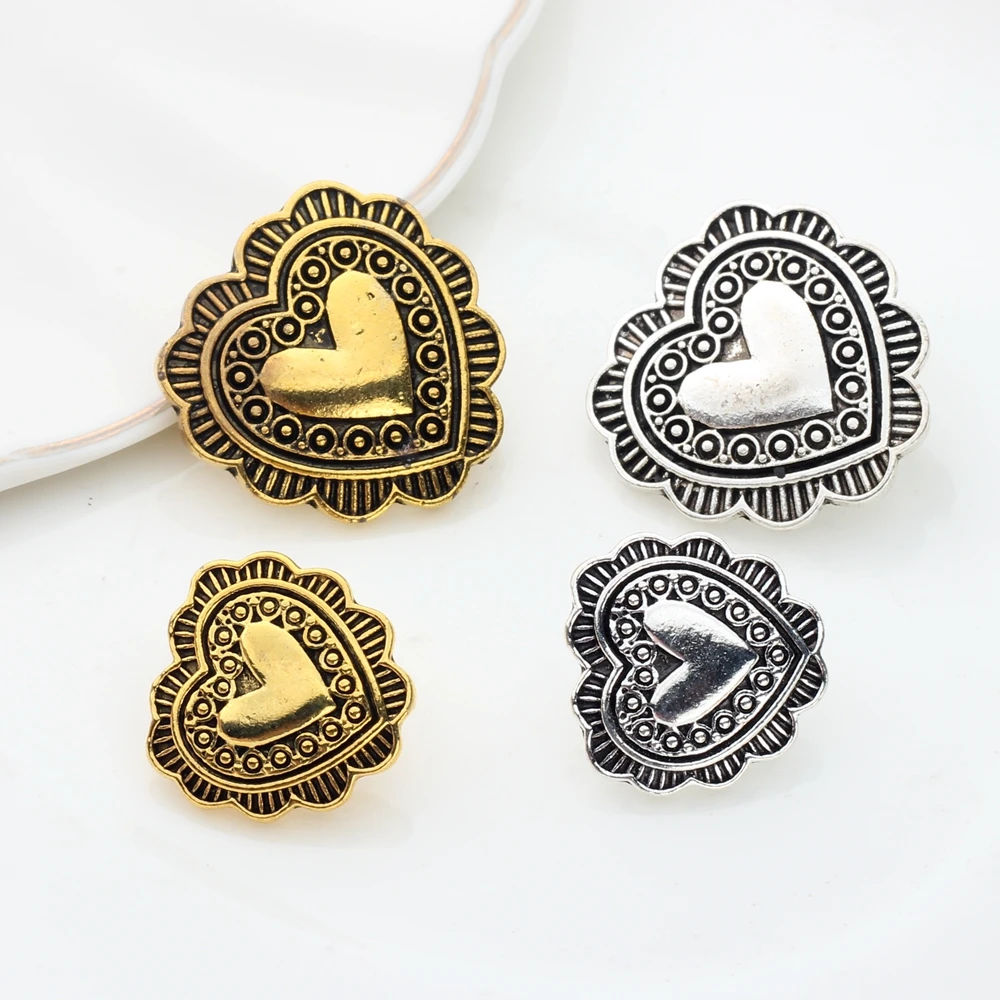 3pcs/lot 27MM Retro Zinc Alloy Sweet Heart   Decorative Buttons Charms Pendants for DIY Accessories