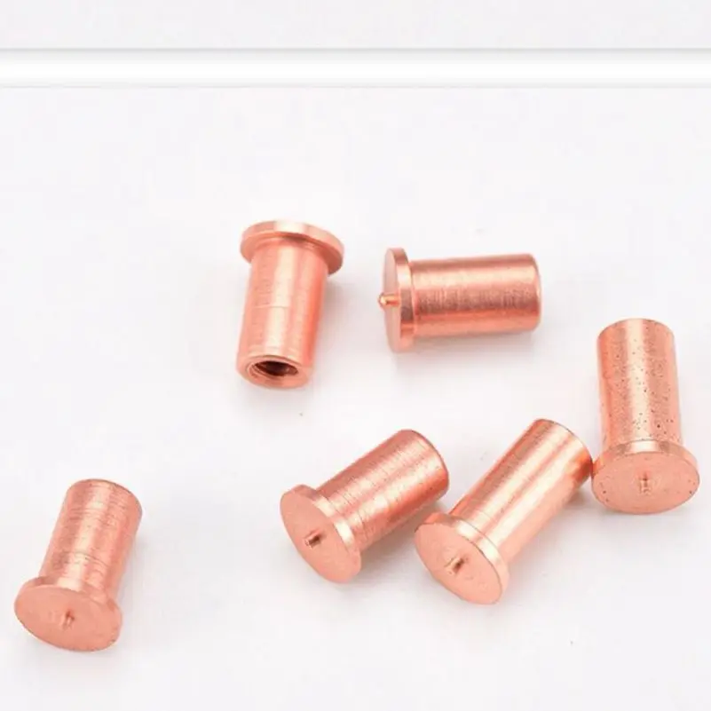 M3 M4 M5 Copper Plated Welding Screw Studs With Inner Thread 100pcs/Lot