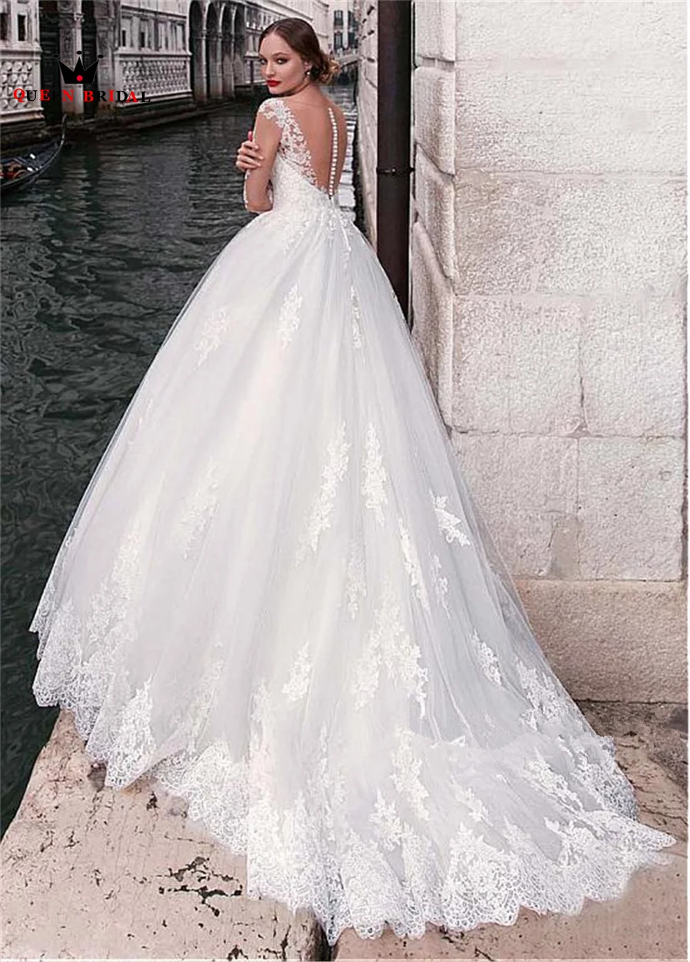 A-line Half Sleeve Wedding Dresses Tulle Lace Appliques Long Formal Elegant Bridal Gown 2023 New Design Custom Made DS117