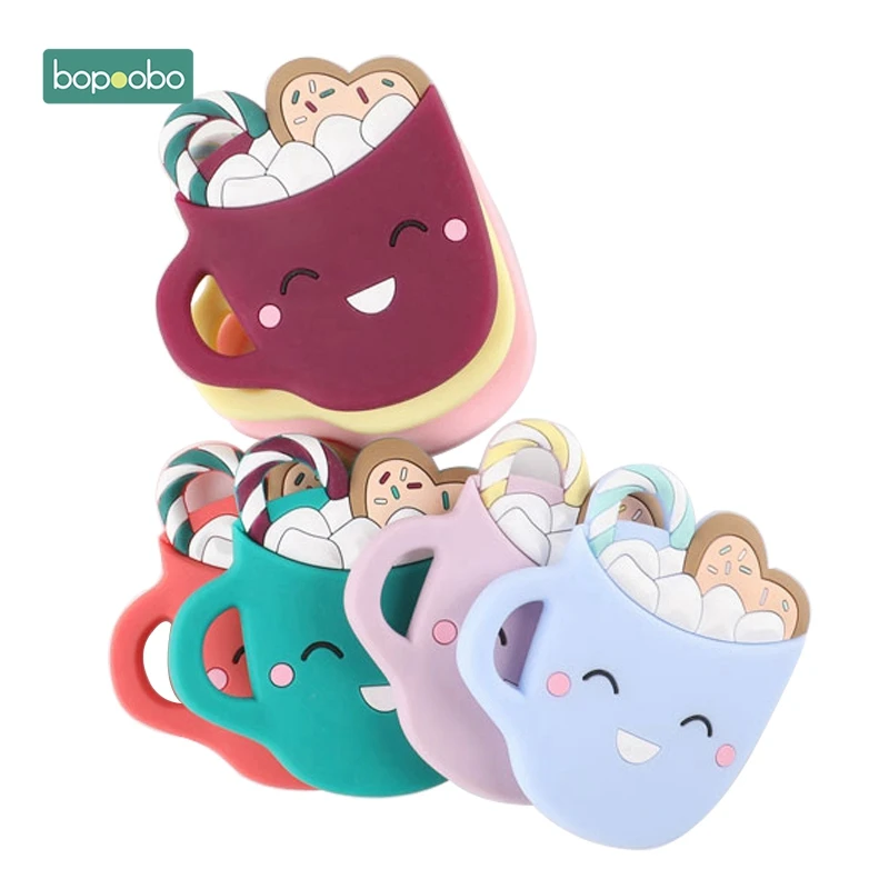 Bopoobo 1PC Food Grade Baby Teethers Silicone Cup Chewable BPA Free Rodent Teething Tiny Rod Silicone Cup Teether Baby Product