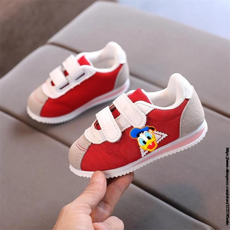 Kids Shoes Anti-slip Soft Rubber Mickey Minnie Sneakers Casual Flat Sneakers Children Girls Boys Sports Duck Shoes