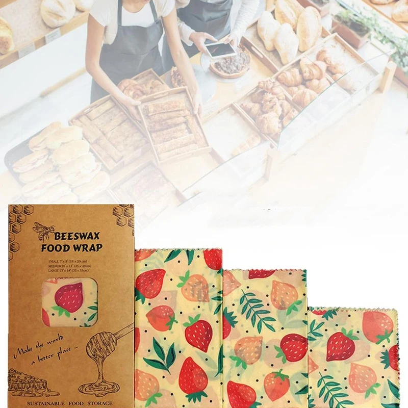 1Set Reusable Beeswax Cloth Wrap Food Fresh Bag Lid Jungle Party Bees Wax Wrap for Sandwich Cheese